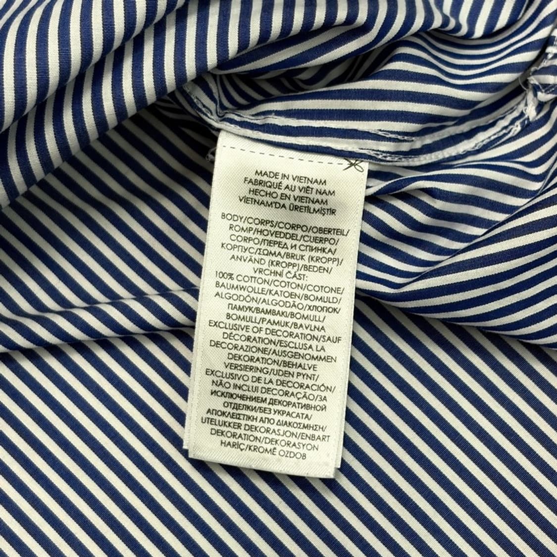 POLO 블루 스트라이프 와이드카라 드레스 셔츠 16 34/35 상품이미지6