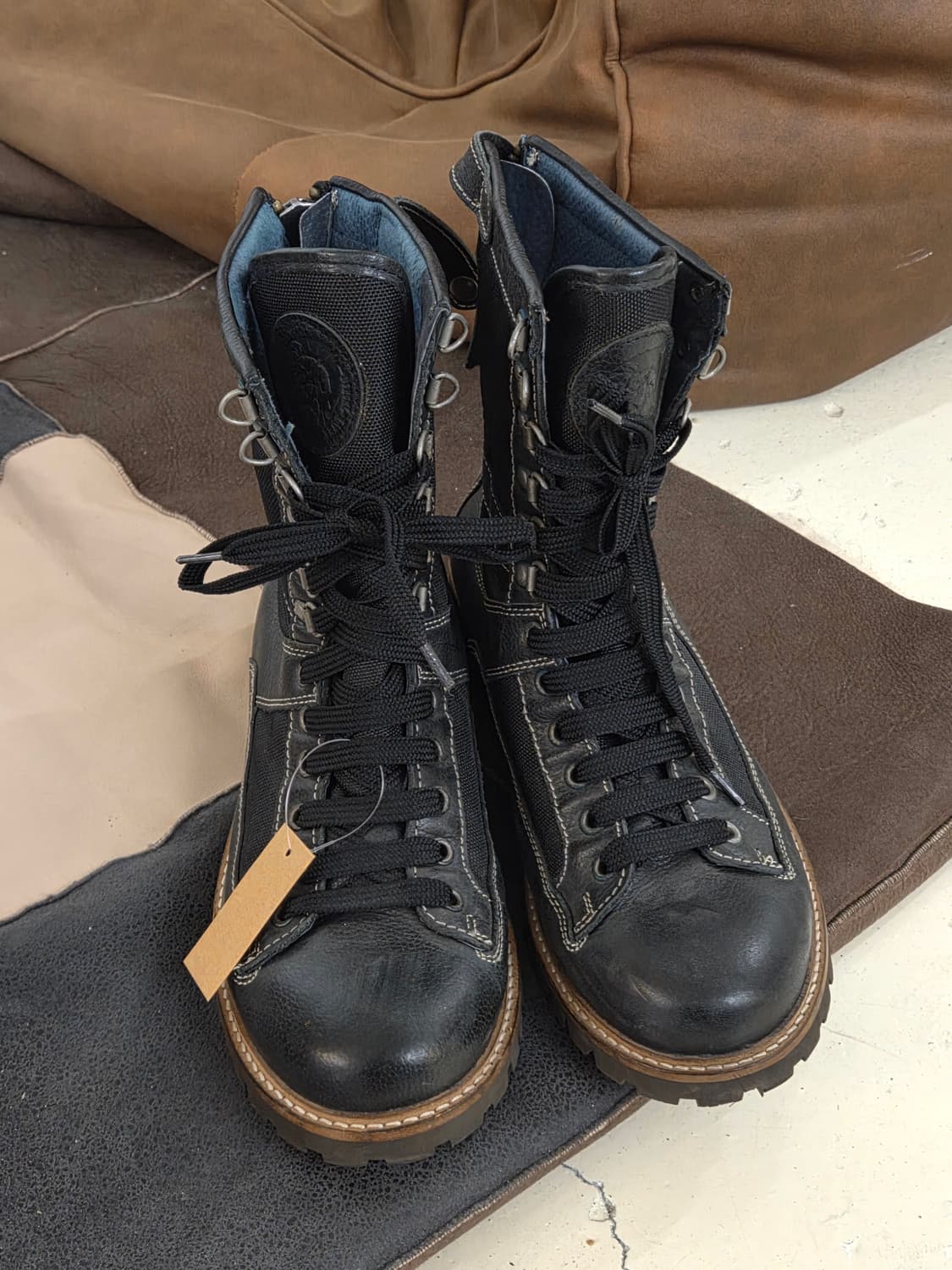 DIESEL 디젤 레더 캔버스 워커 부츠 상품이미지10