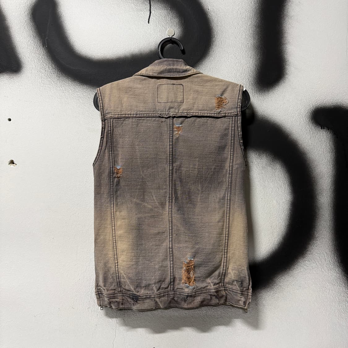 VTG 빈티지 워싱 데미지 그런지 지퍼 디테일 데님 베스트 상품이미지2