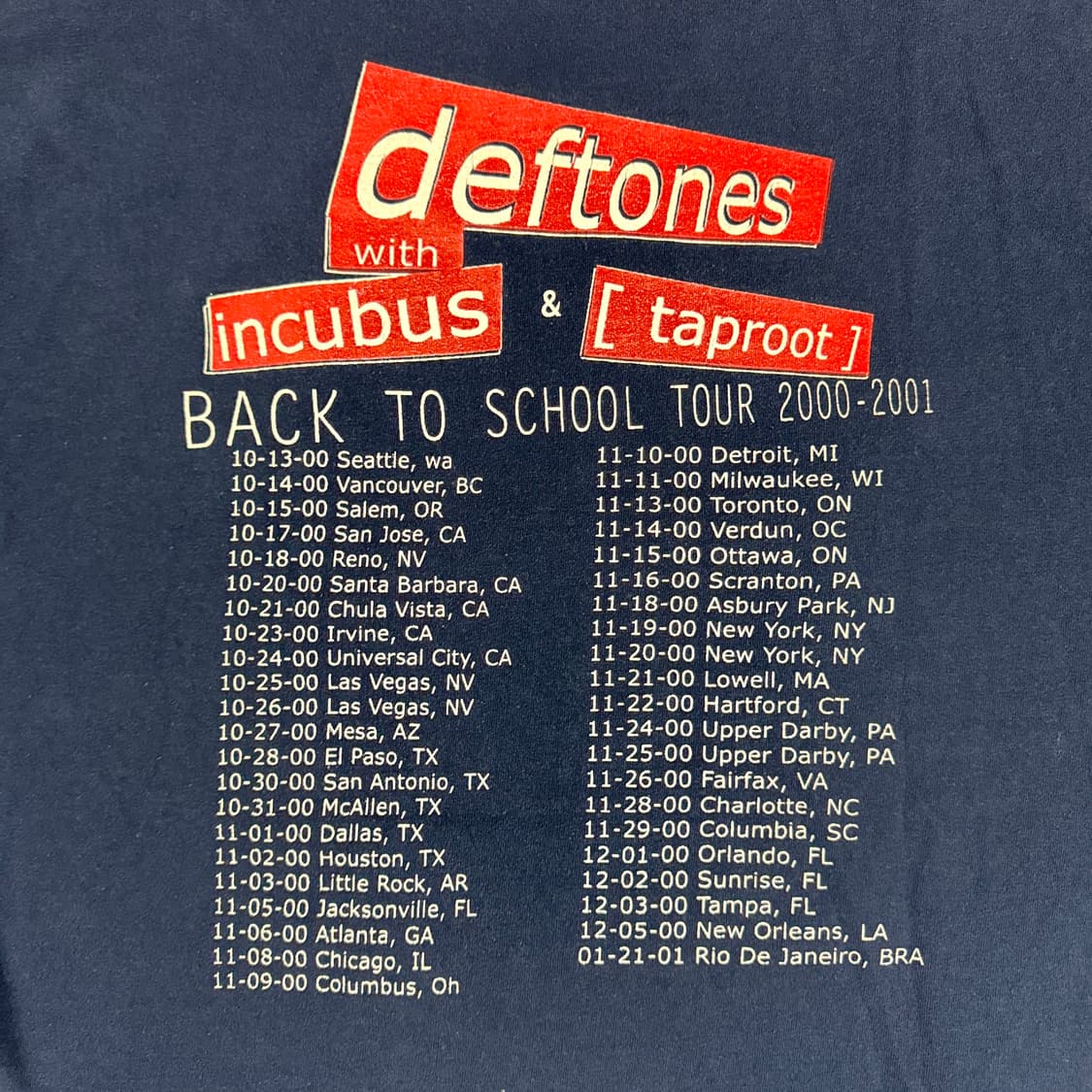빈티지 2001 Deftones 데프톤즈 백투스쿨 투어 롱슬리브 티셔츠 상품이미지6