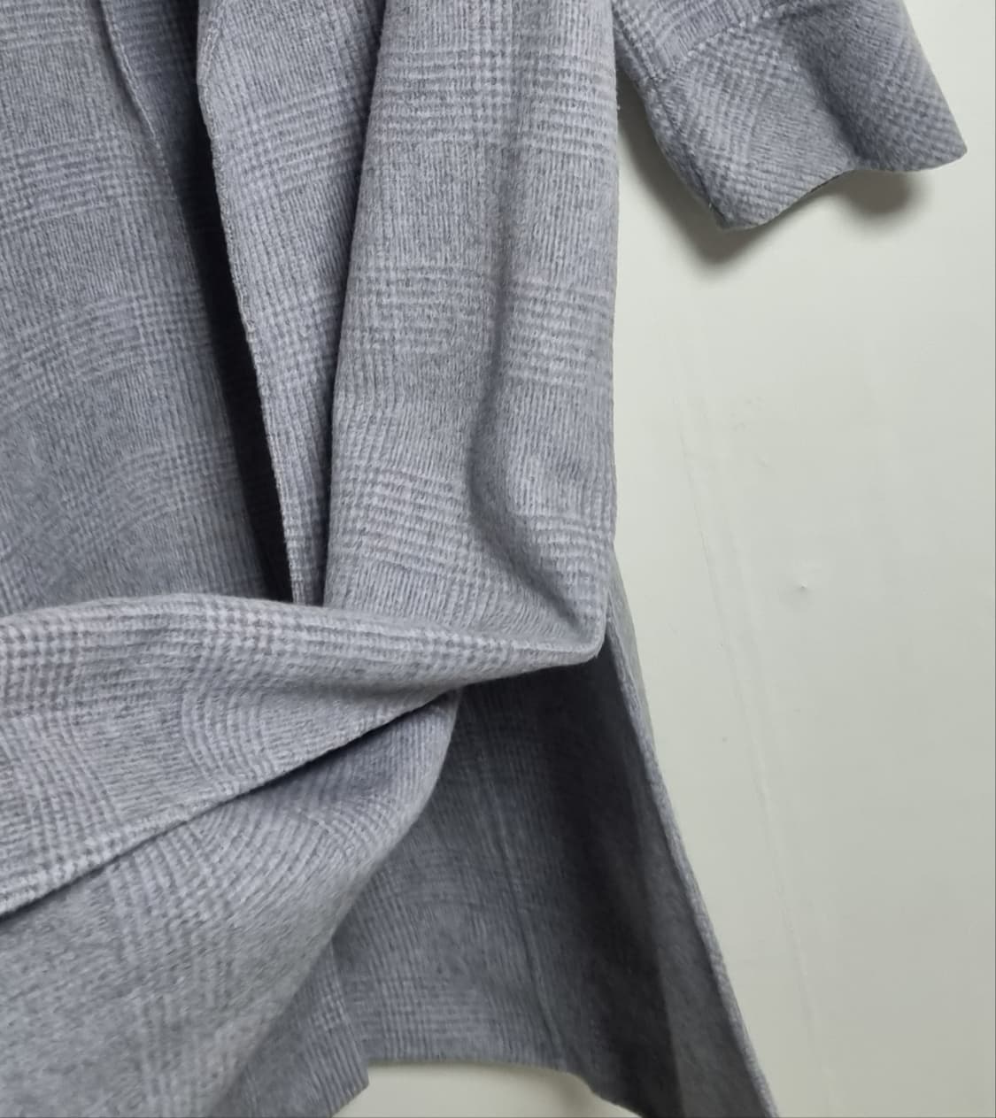 오버핏 M (66) 오즈세컨 그레이 체크 울/캐시미어 오픈형 코트 상품이미지2