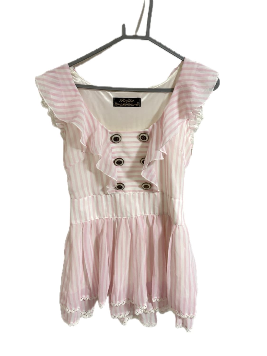 rojita 로지타 히메갸루 백리본 핑크 스트라이프 탑 /로걀달천양산형 상품이미지2