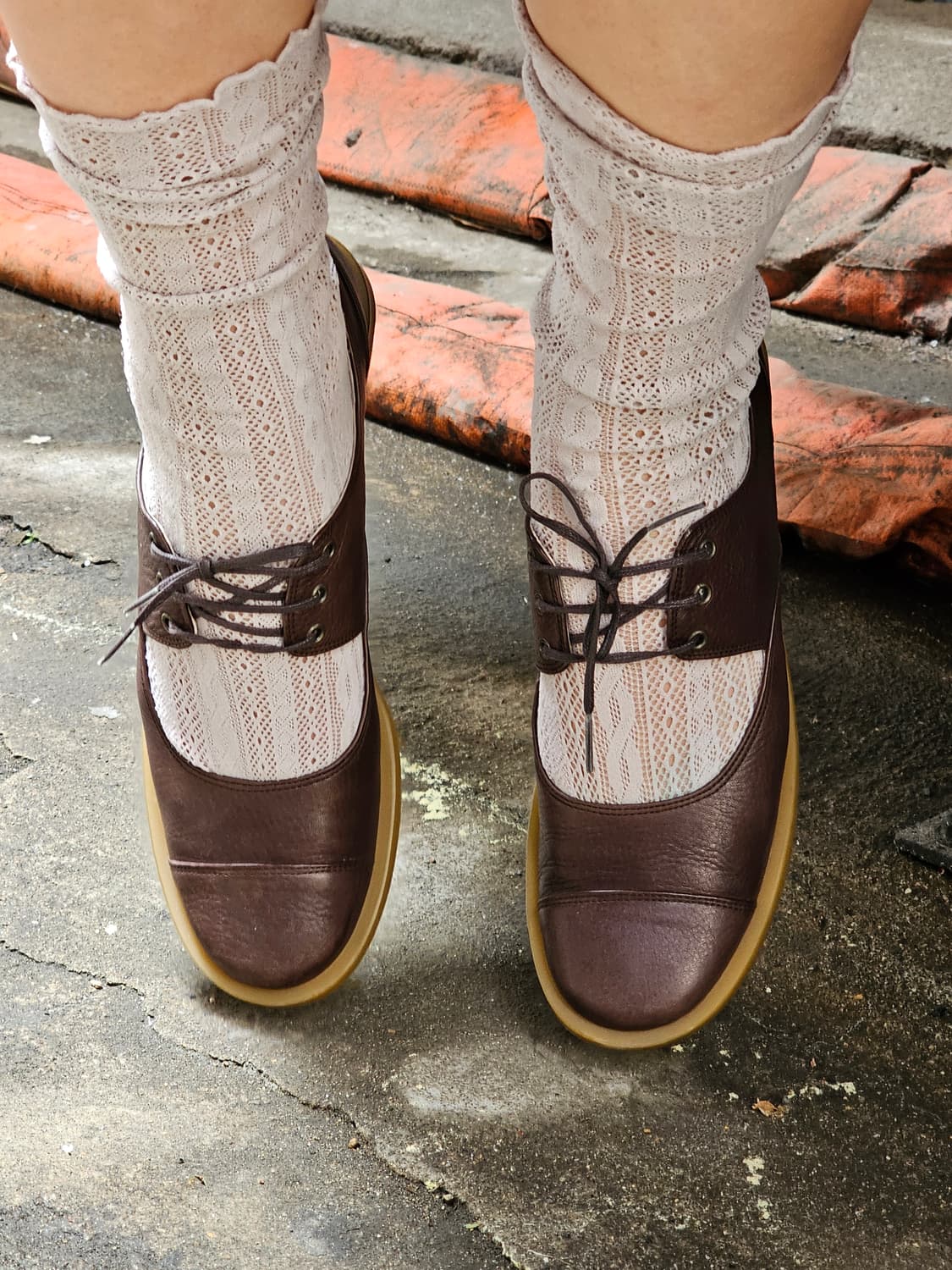 Chochotte 브라운 레더 레이스업 메리제인 슈즈(좁은발볼) 상품이미지4