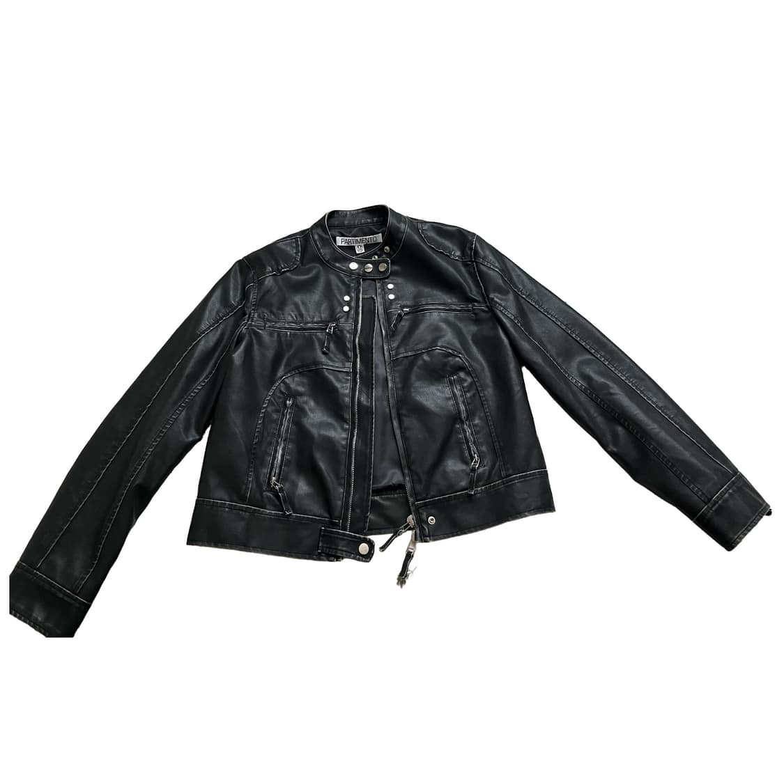 파르티멘토 우먼 위시드 레더 바이크 자켓 블랙 상품이미지1