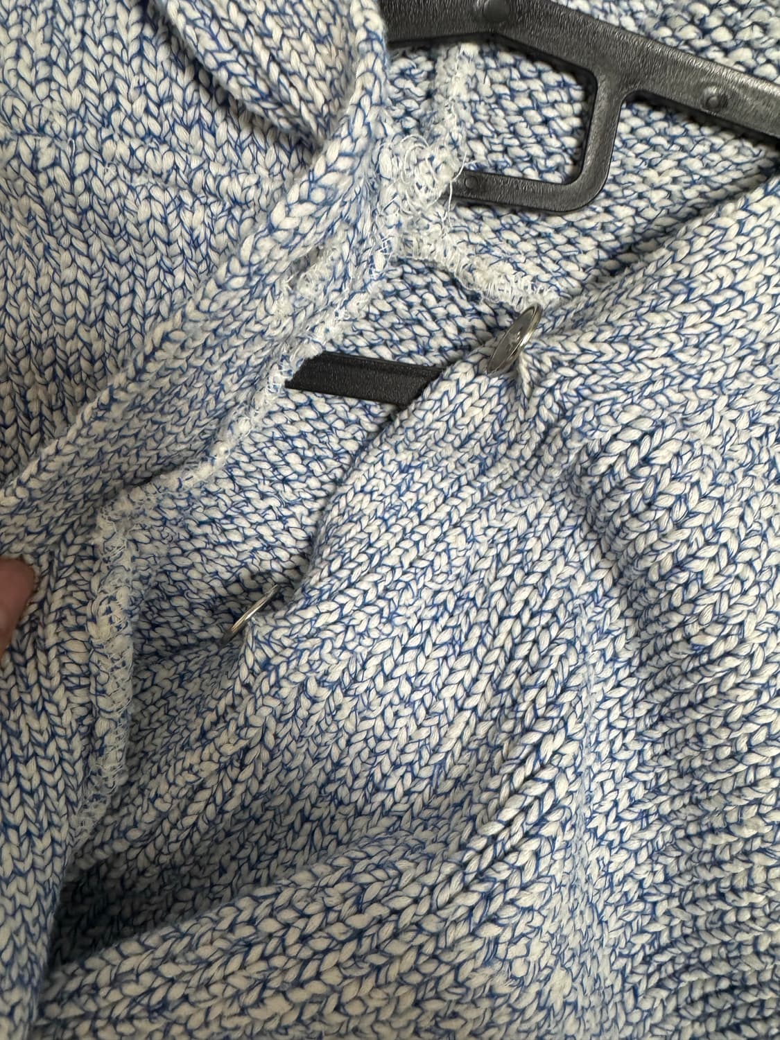 Leey diagnal hooded cardigan blue 상품이미지6