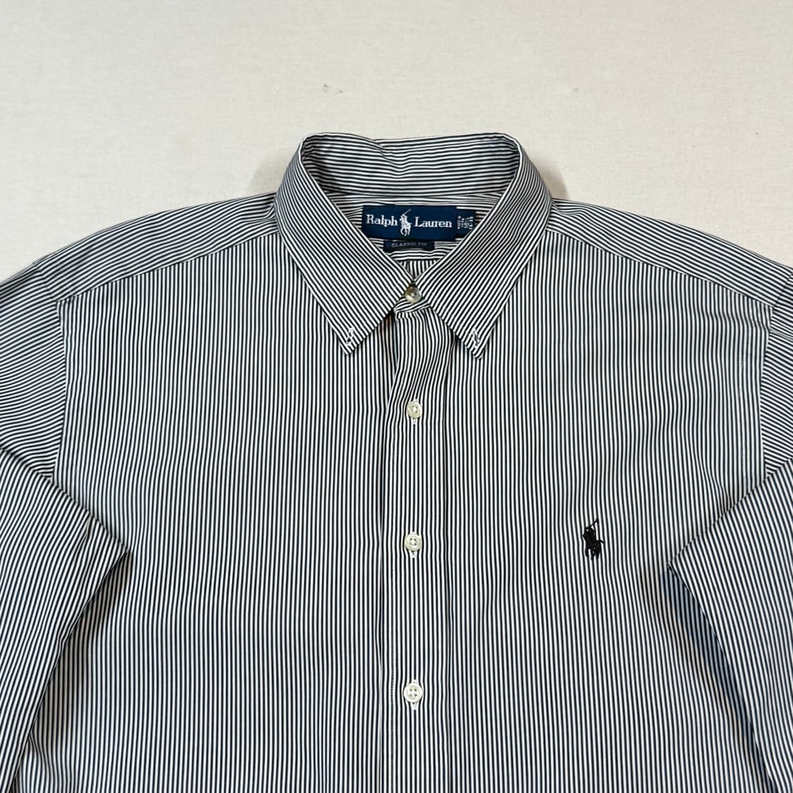 XL) 폴로 랄프로렌 클래식 블랙 스트라이프 포플린 셔츠 상품이미지3