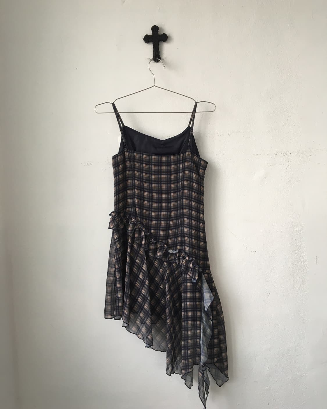 Ruffle point check pattern onepiece 상품이미지2