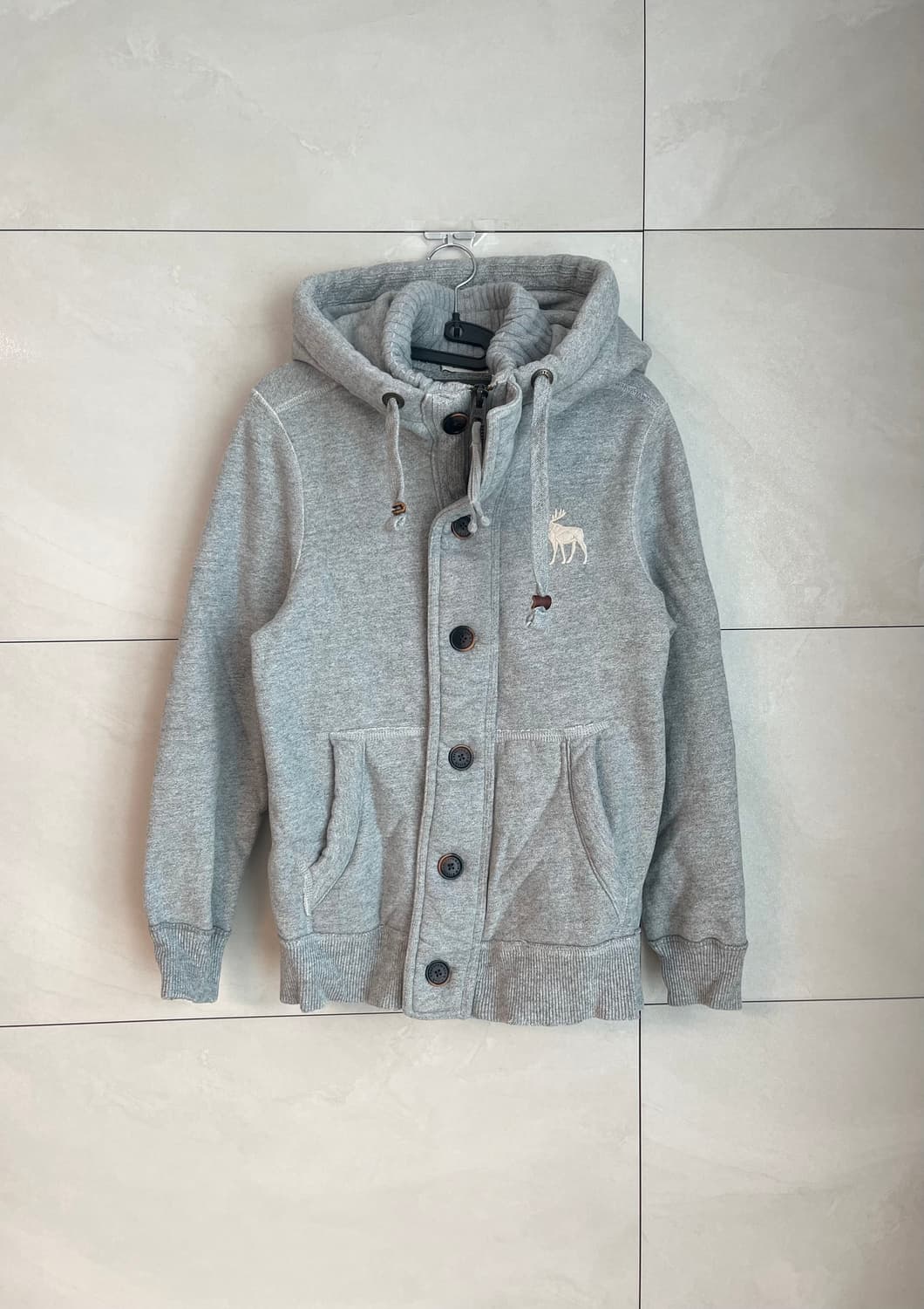 아베크롬비 화이트 순록 버튼 후드 집업 그레이 [S] 상품이미지2