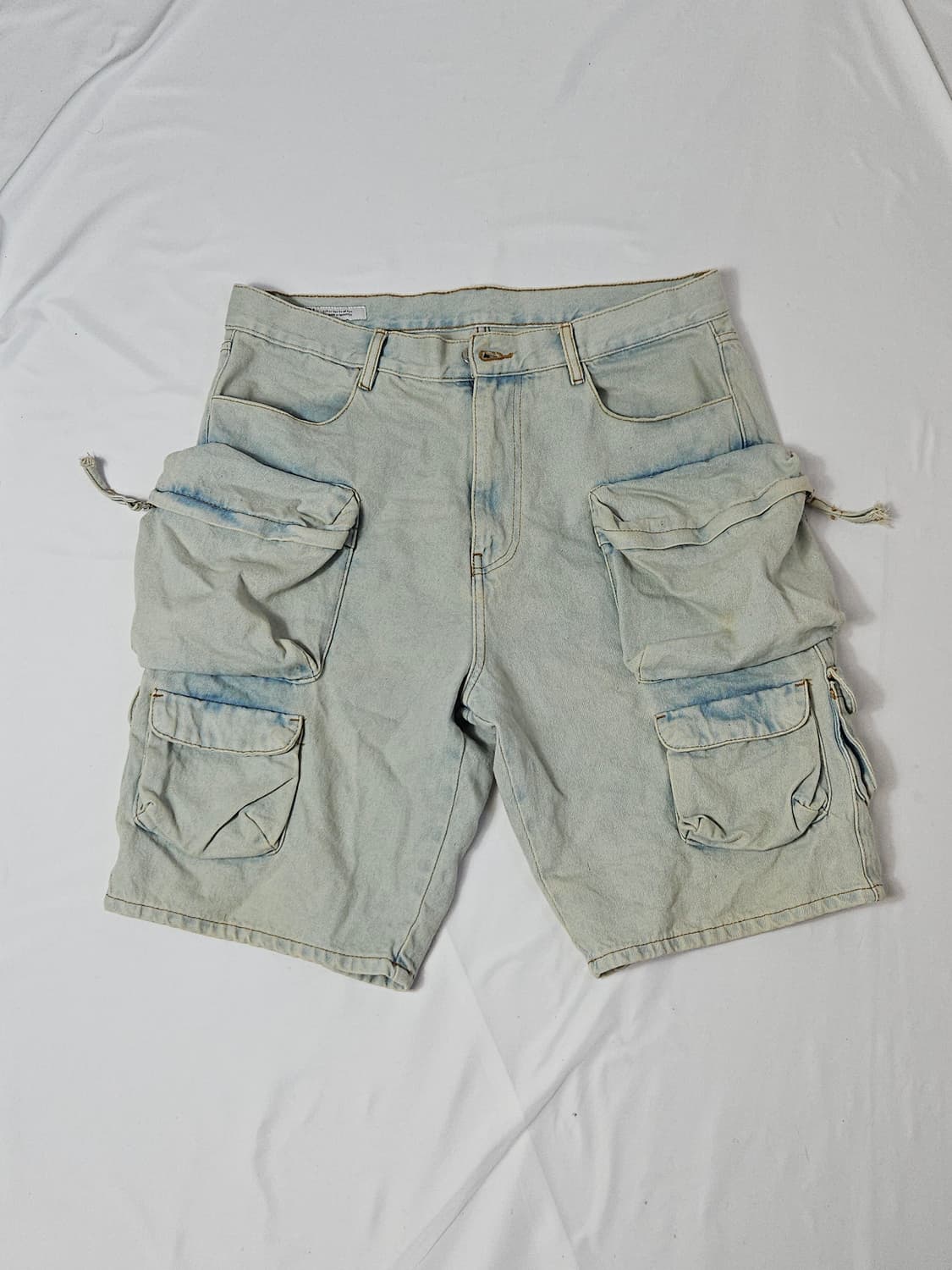 자라 ZARA 데님 유틸리티 버뮤다 쇼츠 카고포켓 숏팬츠 34 블루그린 상품이미지2