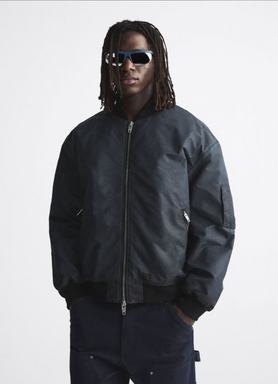 L사이즈 자라 패디드 봄버 마원 네이비 4688/302 상품이미지3