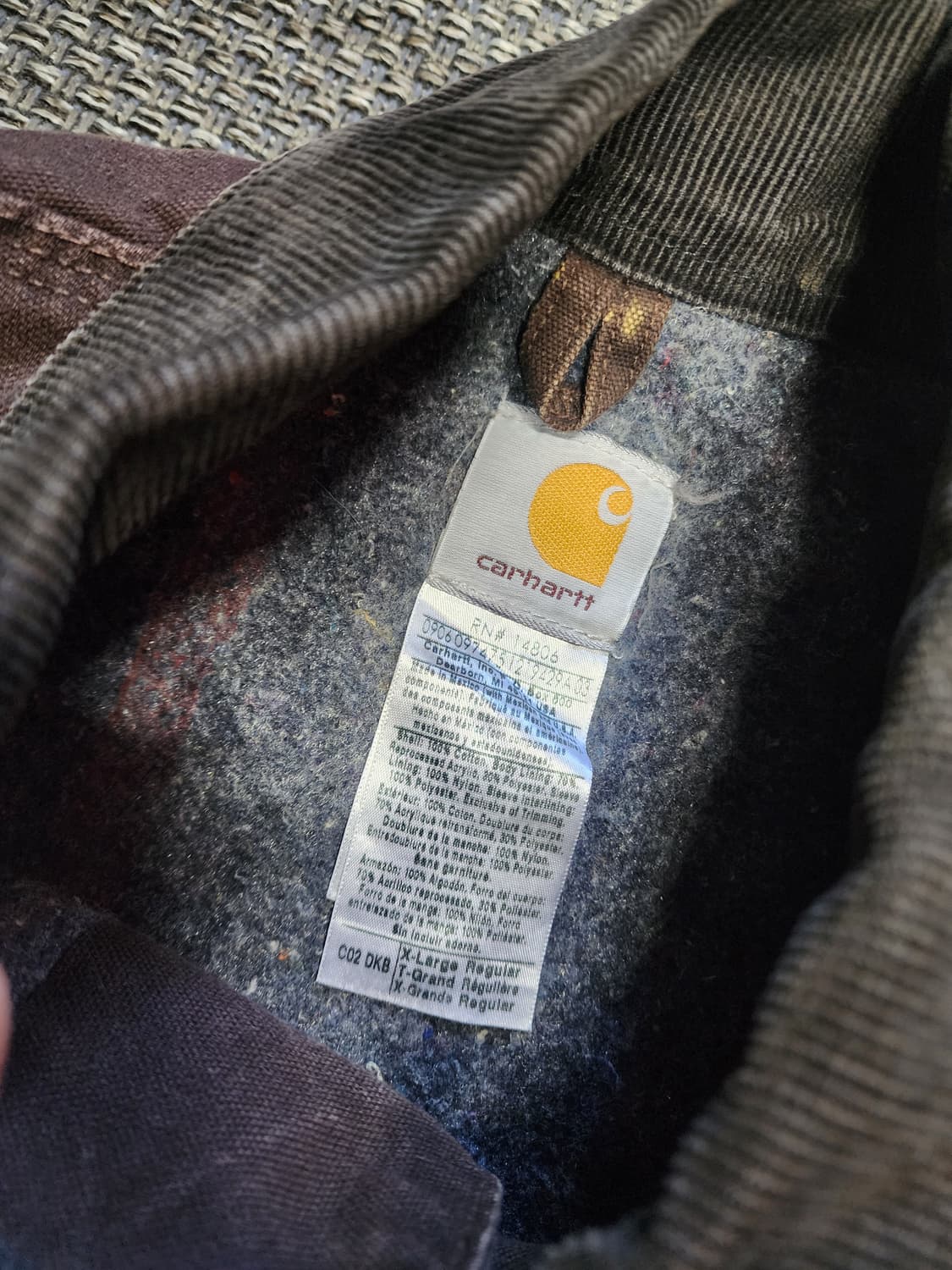 칼하트 코듀로이 넥 초어  자켓 브라운 XL 상품이미지2