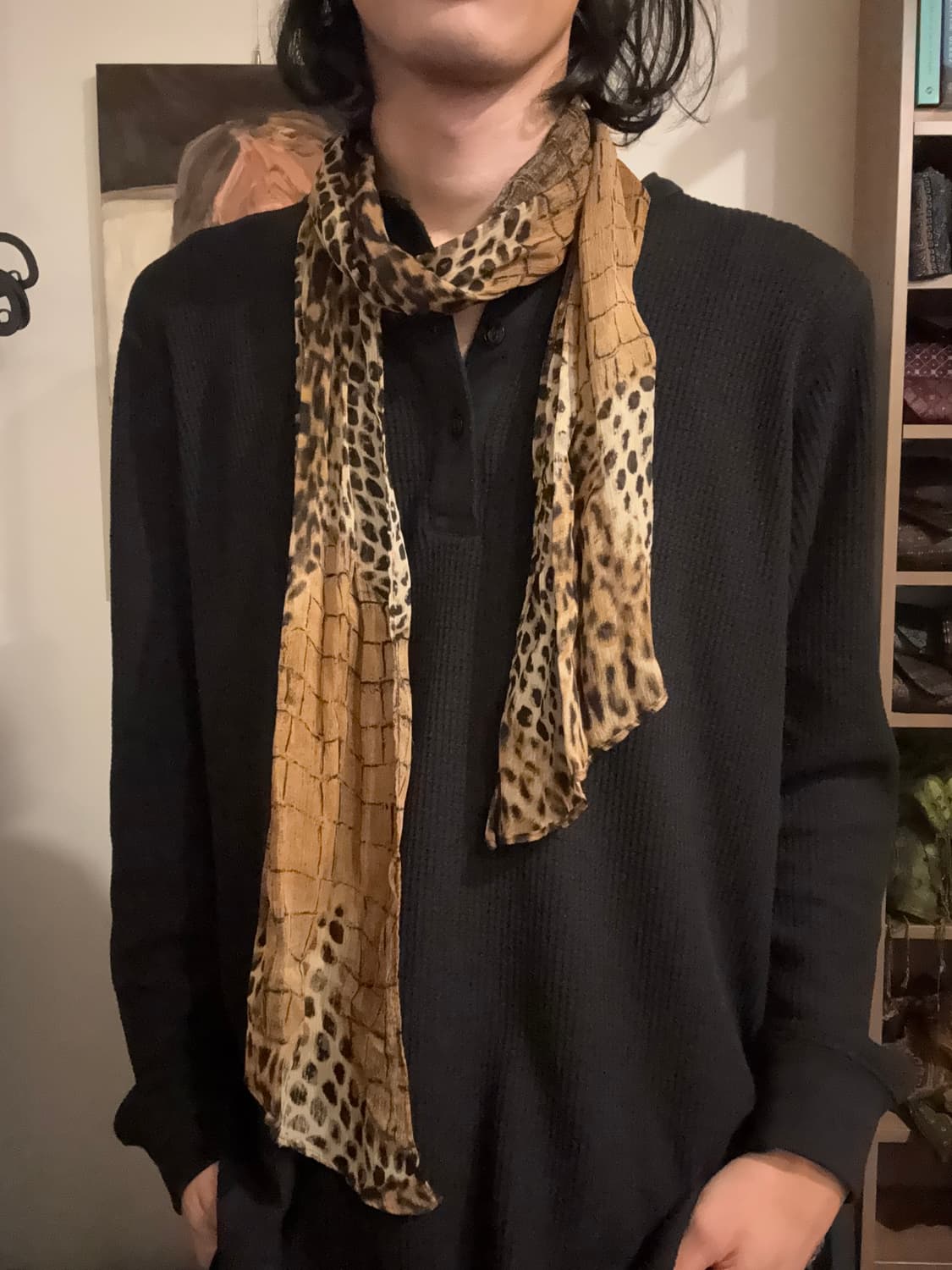 브라운 호피 스카프 상품이미지3