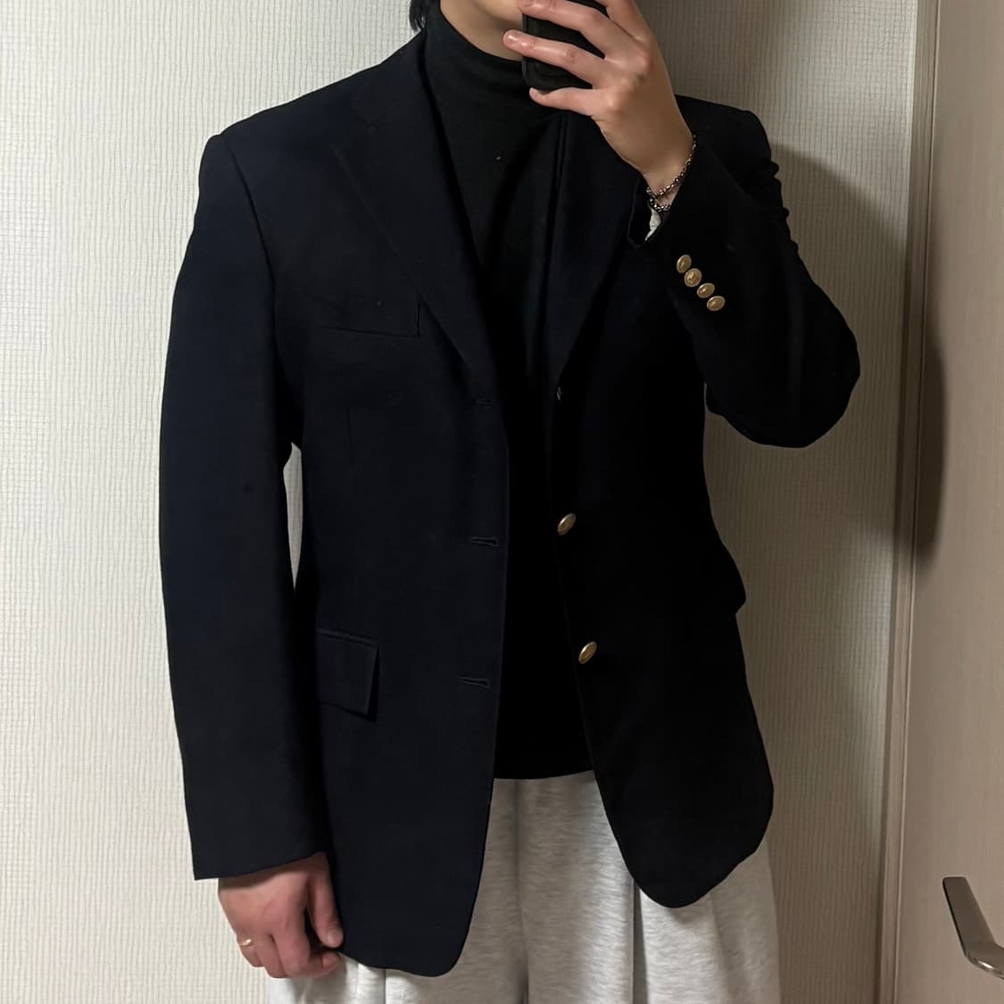 정품 뉴욕커 금장 울 블레이저 자켓 다크네이비 상품이미지2