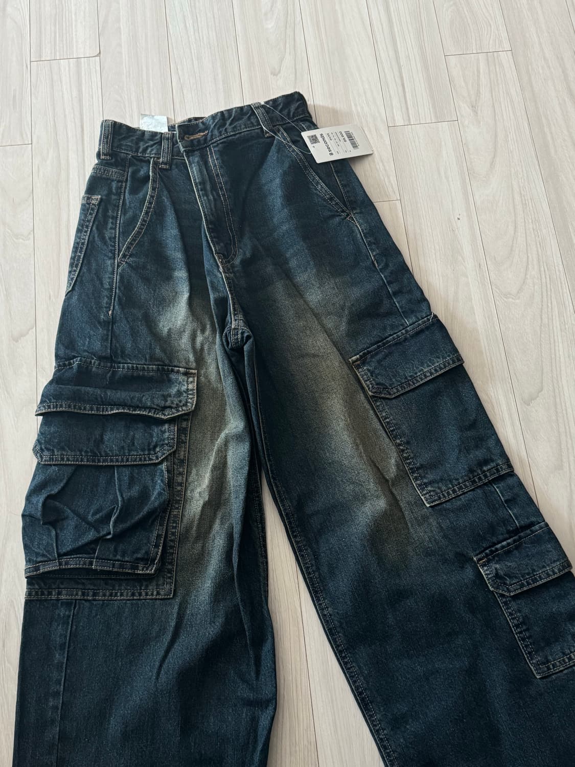 (새상품, 택ㅇ)에잇세컨즈 카고 와이드 데님 팬츠💚 상품이미지6