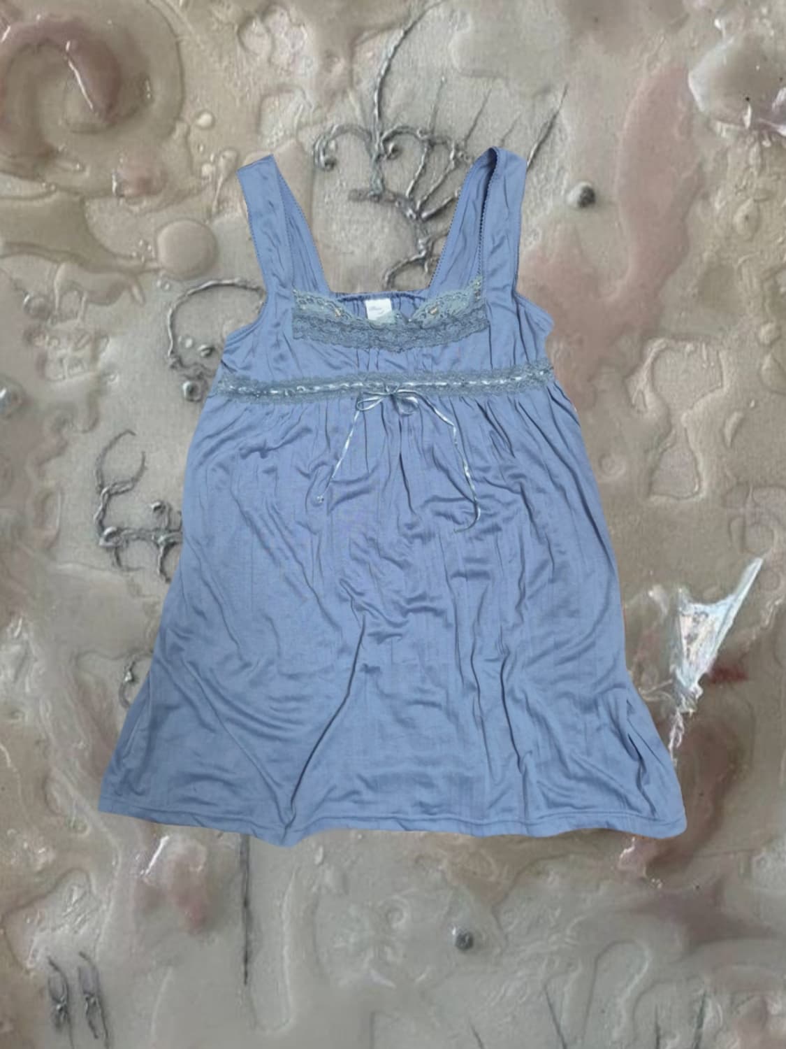 빈티지 레이스 뮤트 블루 슬립 슬리브리스 나시 엑시즈팜 상품이미지1