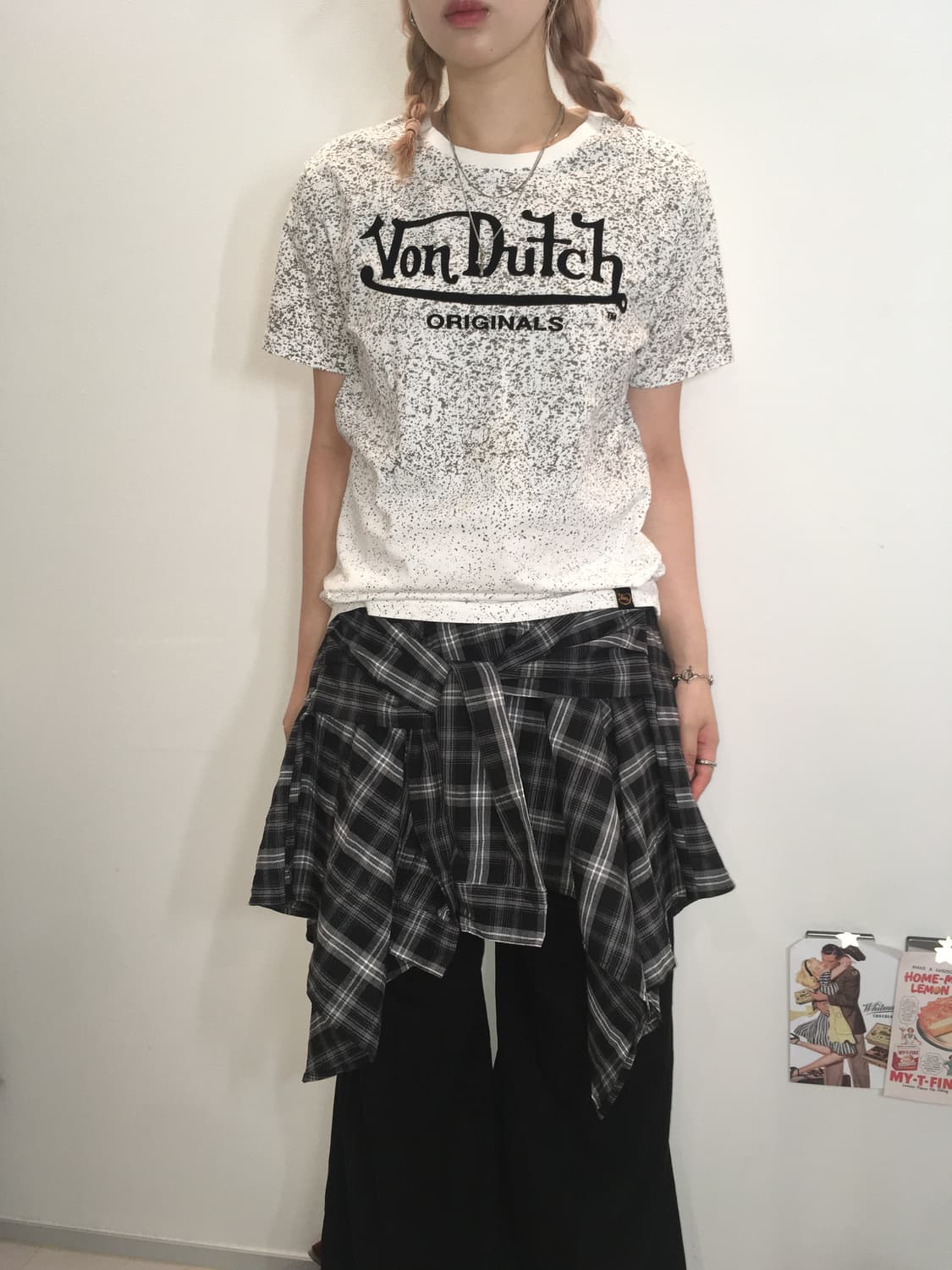 jpn vintage check layered midi skirt 상품이미지2