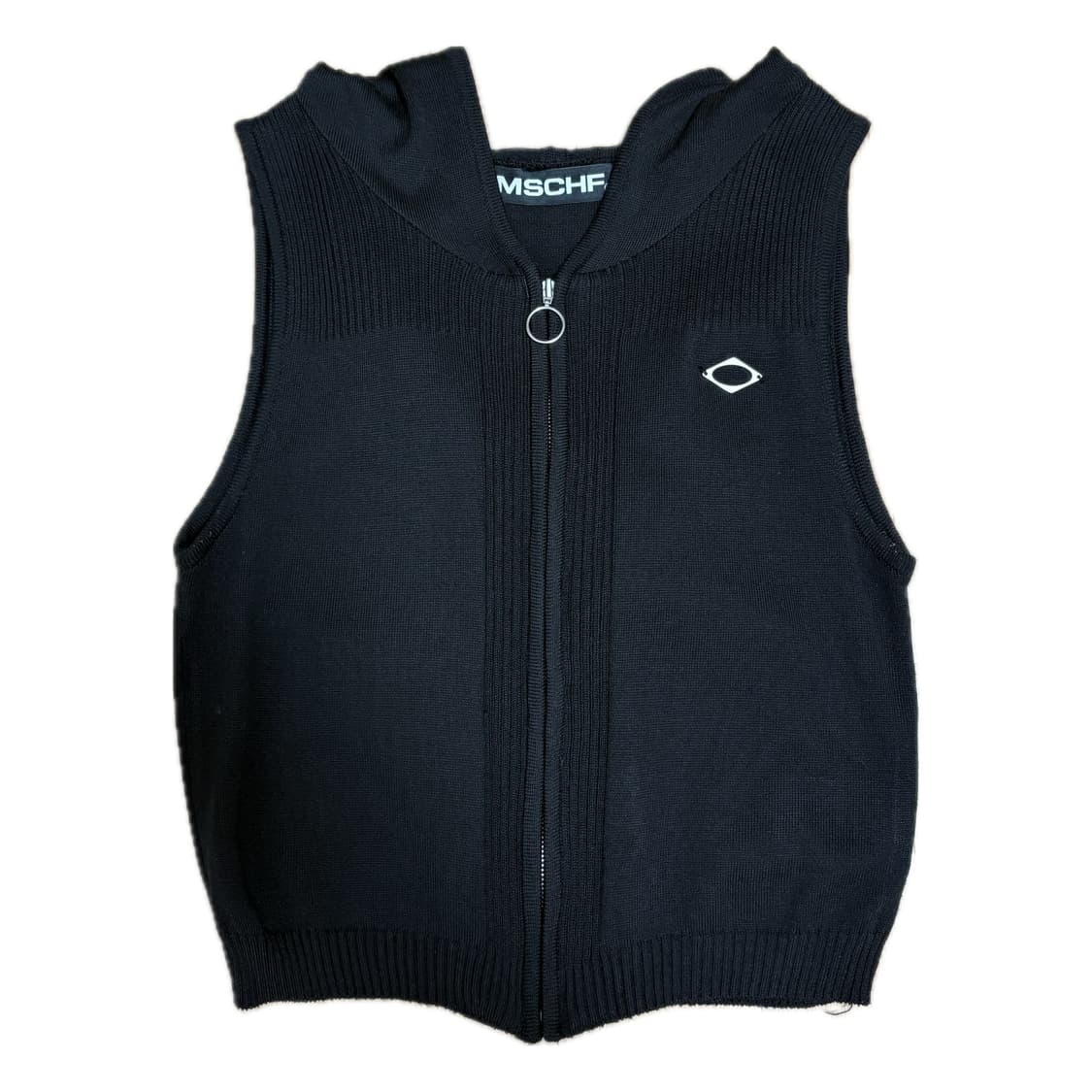 [미스치프] 미스치프 롬버스 후디드 니트 베스트 블랙 상품이미지1