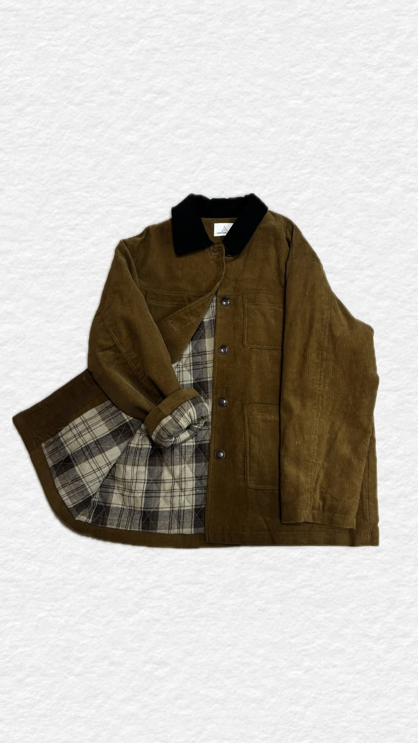 바온 싯코 배색 카라 코듀로이 하프 자켓 상품이미지2