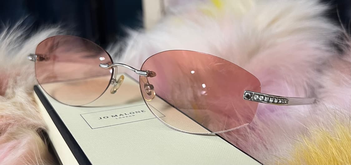 y2k 무테 틴트 안경 큐빅 핑크  상품이미지2