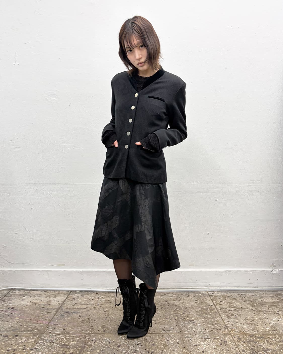 90s 아네스베 논칼라 블레이저 상품이미지6