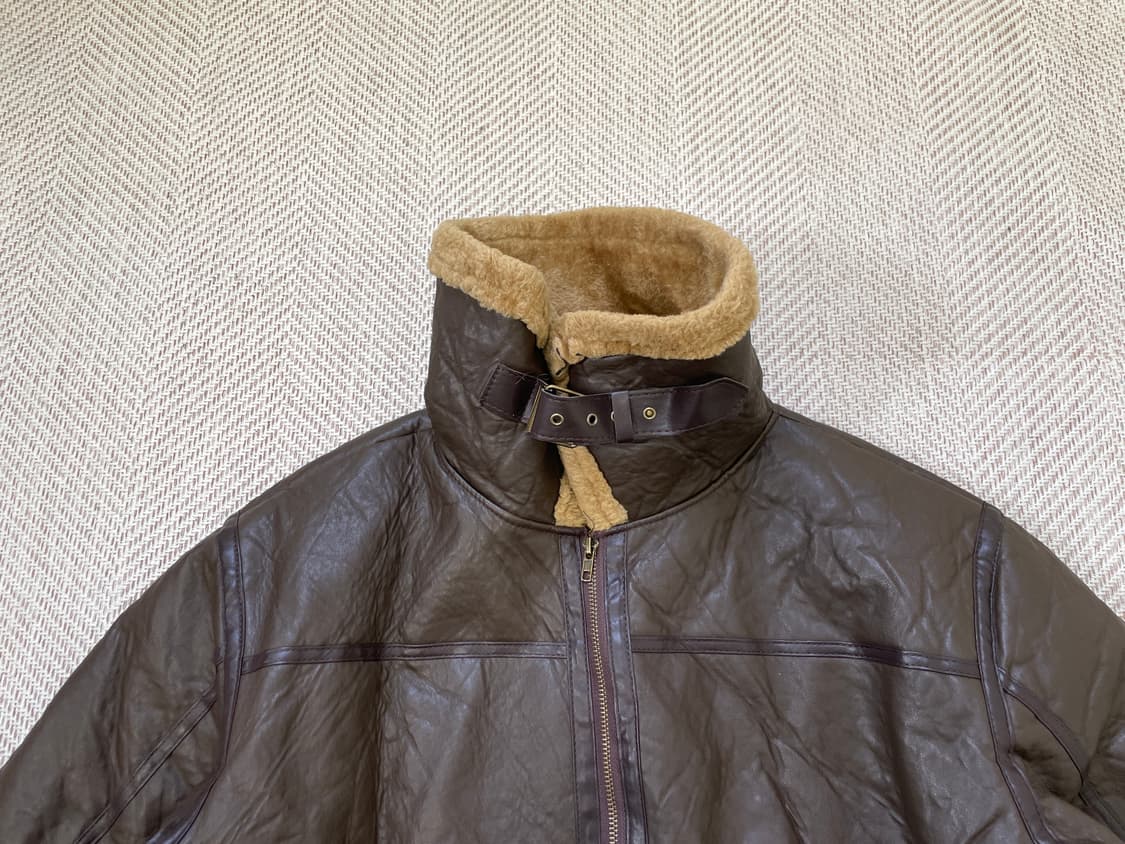빈티지 B-3 시어링 레더 벨티드 자켓  J03964 상품이미지5
