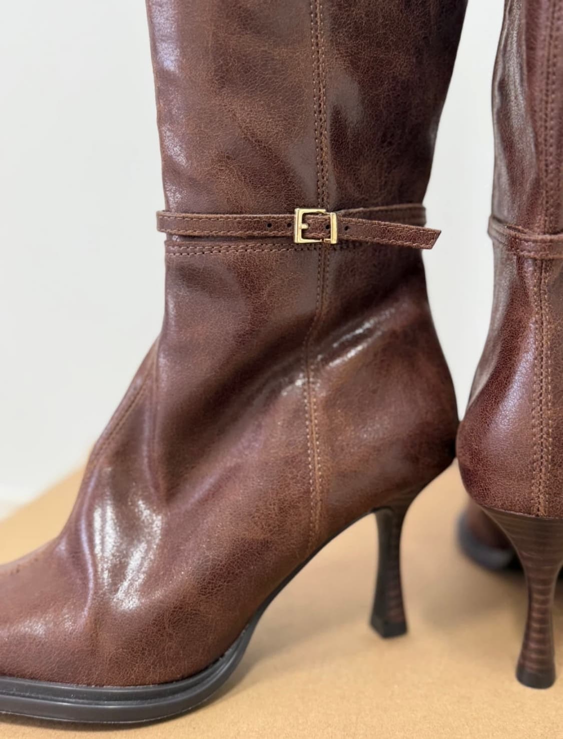 [ 새상품 ] Zara 천연 소가죽 스틸레토 롱부츠   상품이미지4