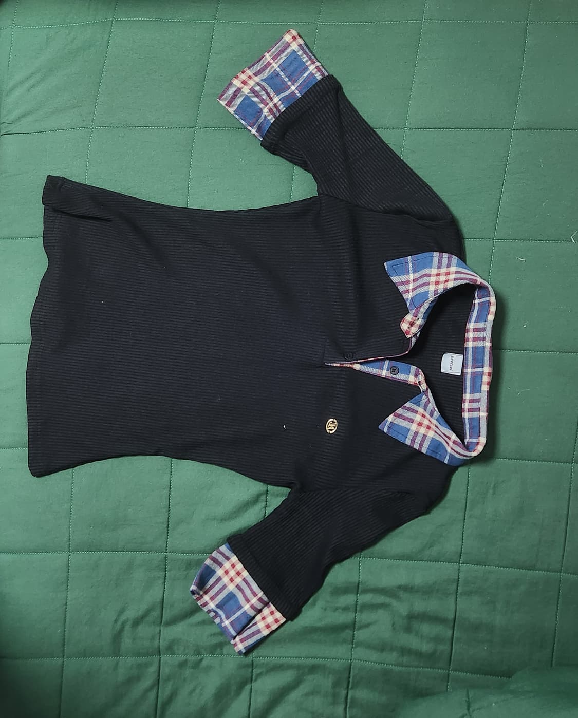 에카 체크 골지 반팔 상품이미지2