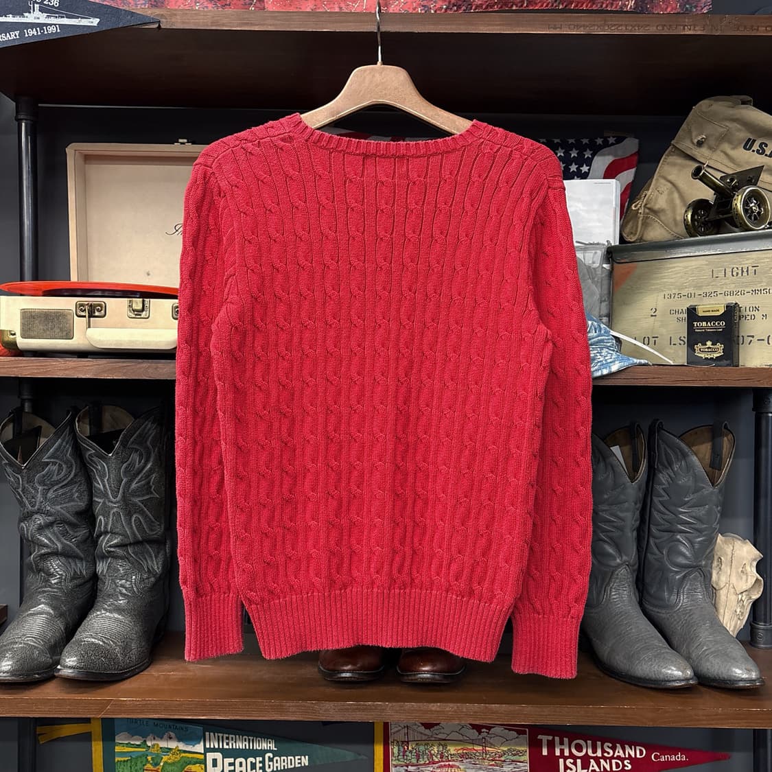 신형라벨 폴로 랄프로렌 케이블 코튼니트 스웨터 레드 N1048 상품이미지2