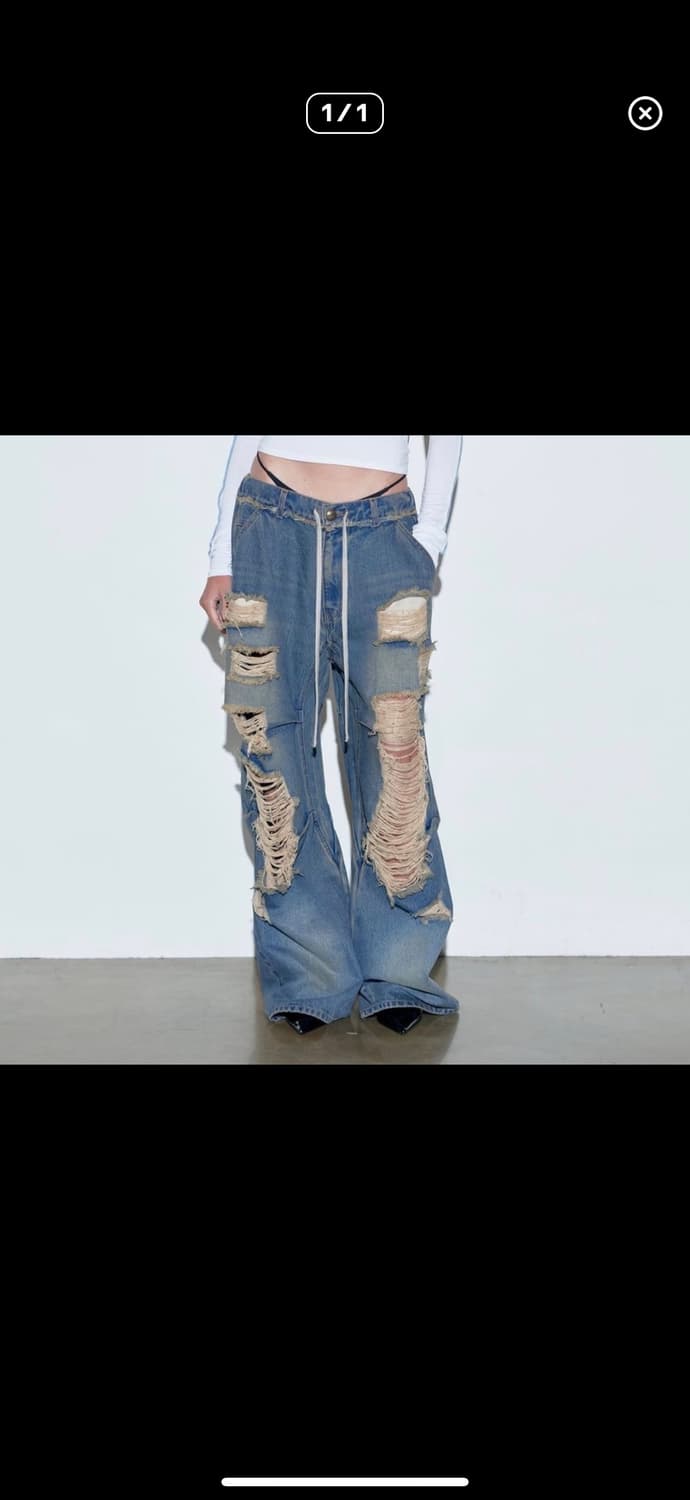 스컬프터 데님 찢청 S 상품이미지1