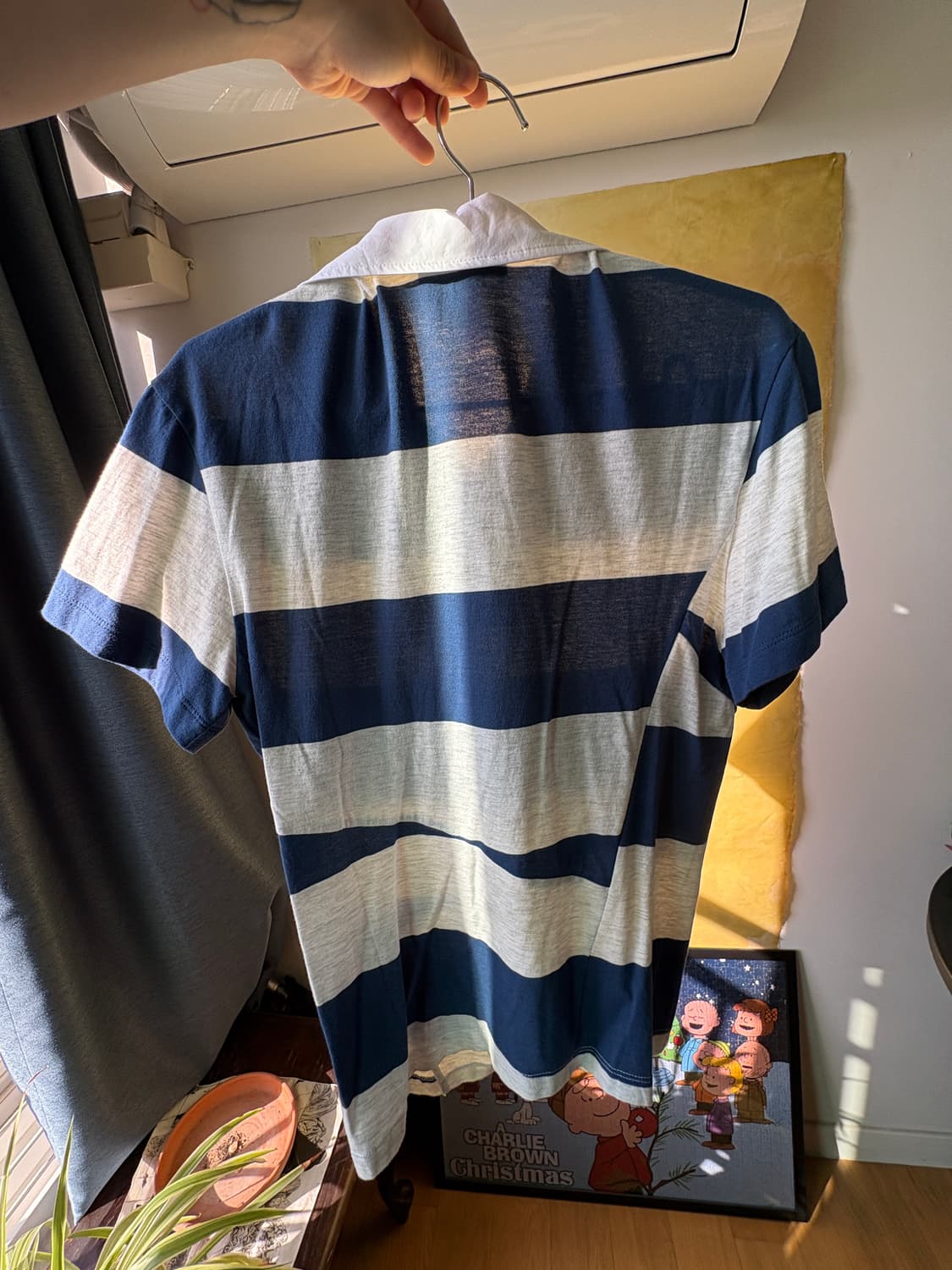 LCDC 스트라이프 오픈 카라 탑 (블루) 상품이미지5