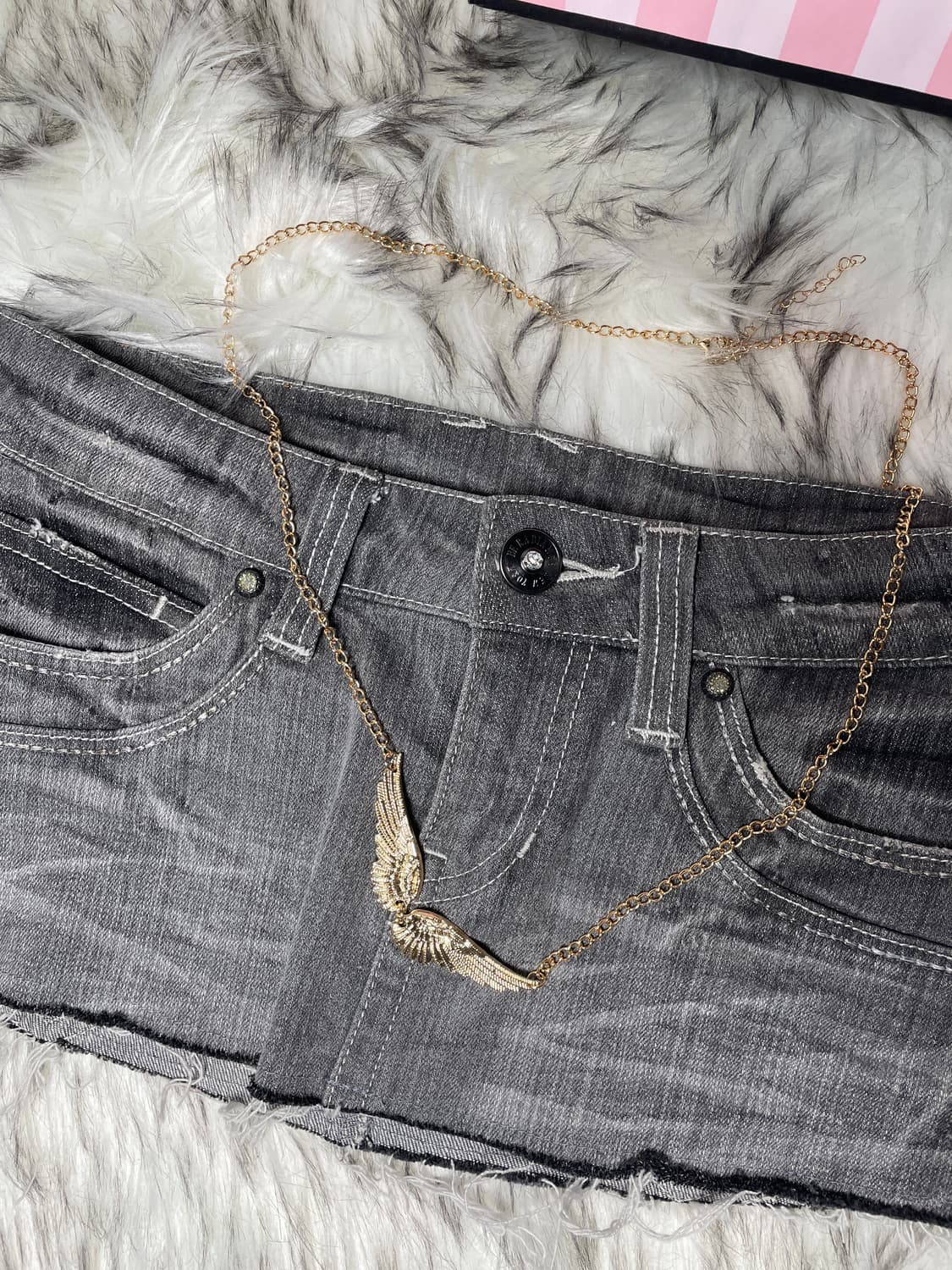 빈티지 그레이 데님 로우라이즈 스커트 상품이미지3