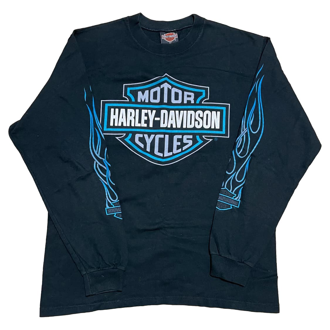 [M] 할리데이비슨 실드로고 블루 플레임 롱슬리브 상품이미지1
