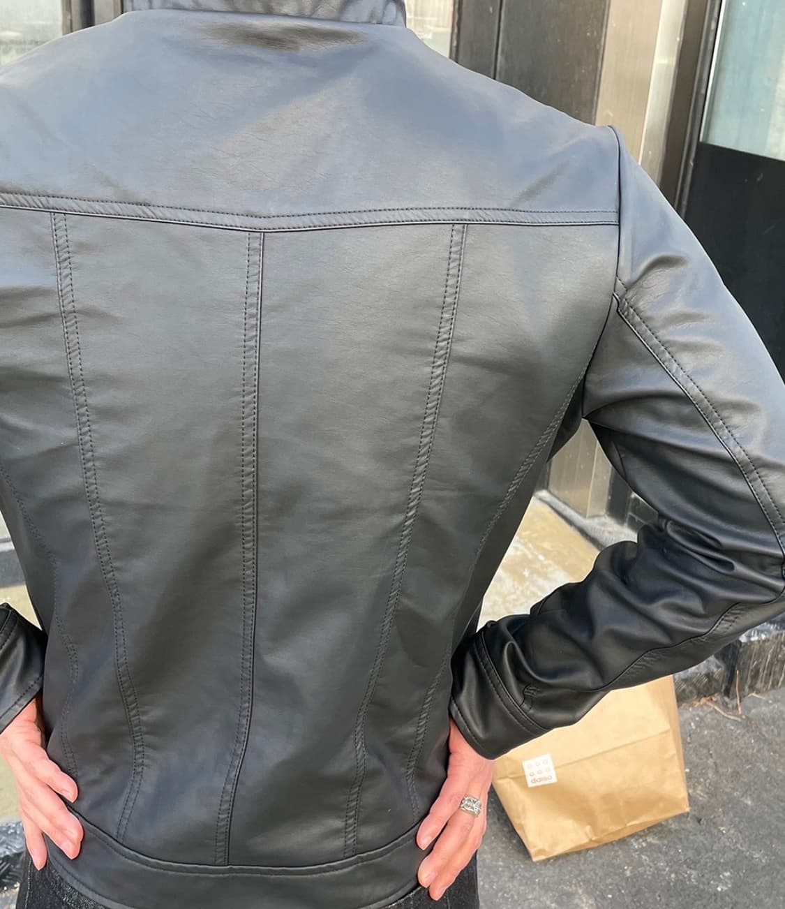 매트 블랙 가죽 자켓 상품이미지3