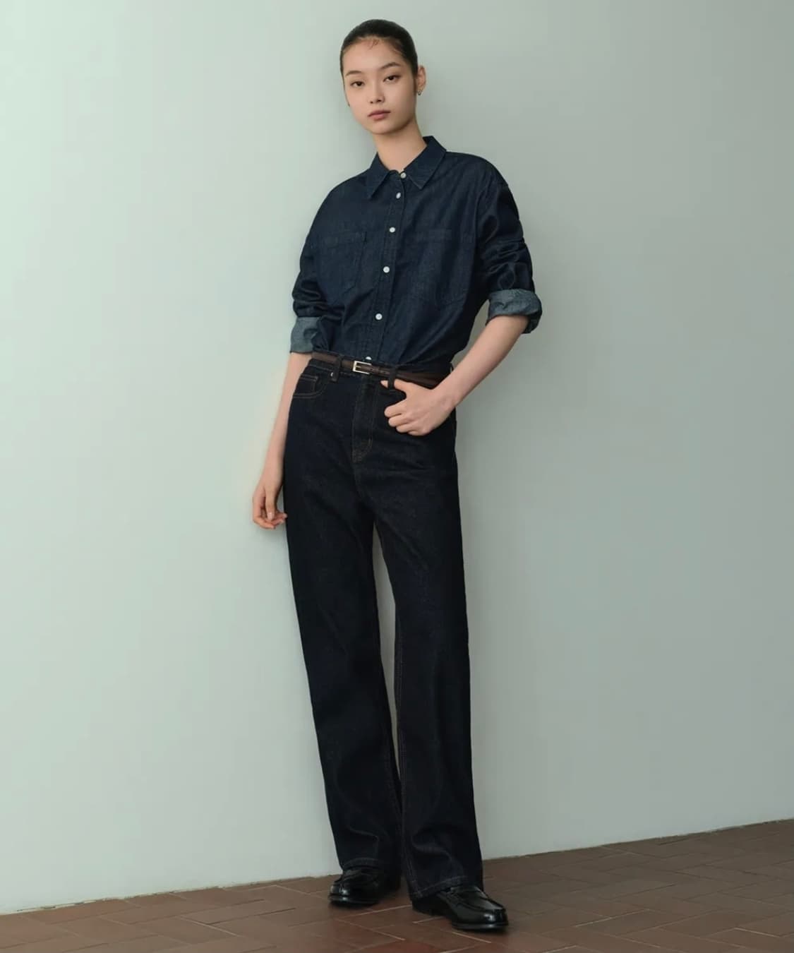 (30)여성 무신사스탠다드 스트레이트 데님 팬츠 블랙 상품이미지5