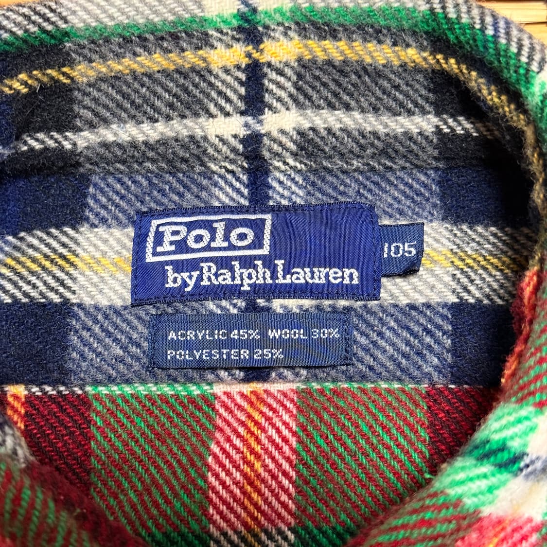 90s 폴로 랄프로렌  아크릴울 타탄 체크 셔츠 XL 상품이미지6