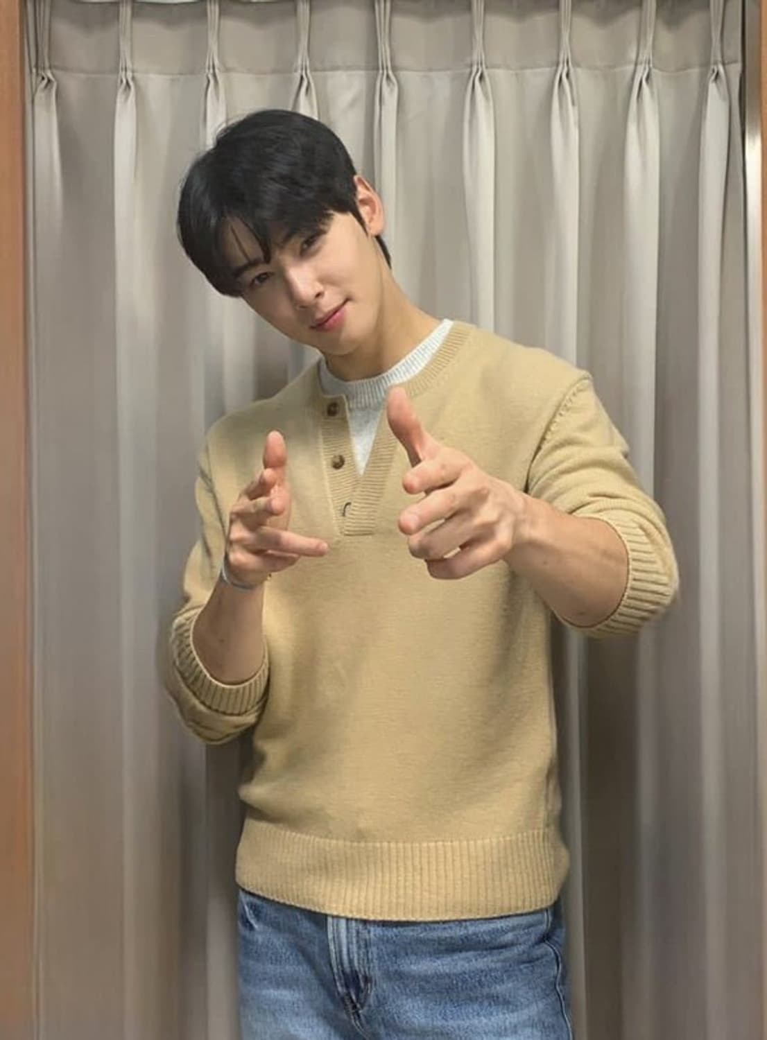 (s) 렉토 24fw 더블 레이어드 니트 베이지 상품이미지2