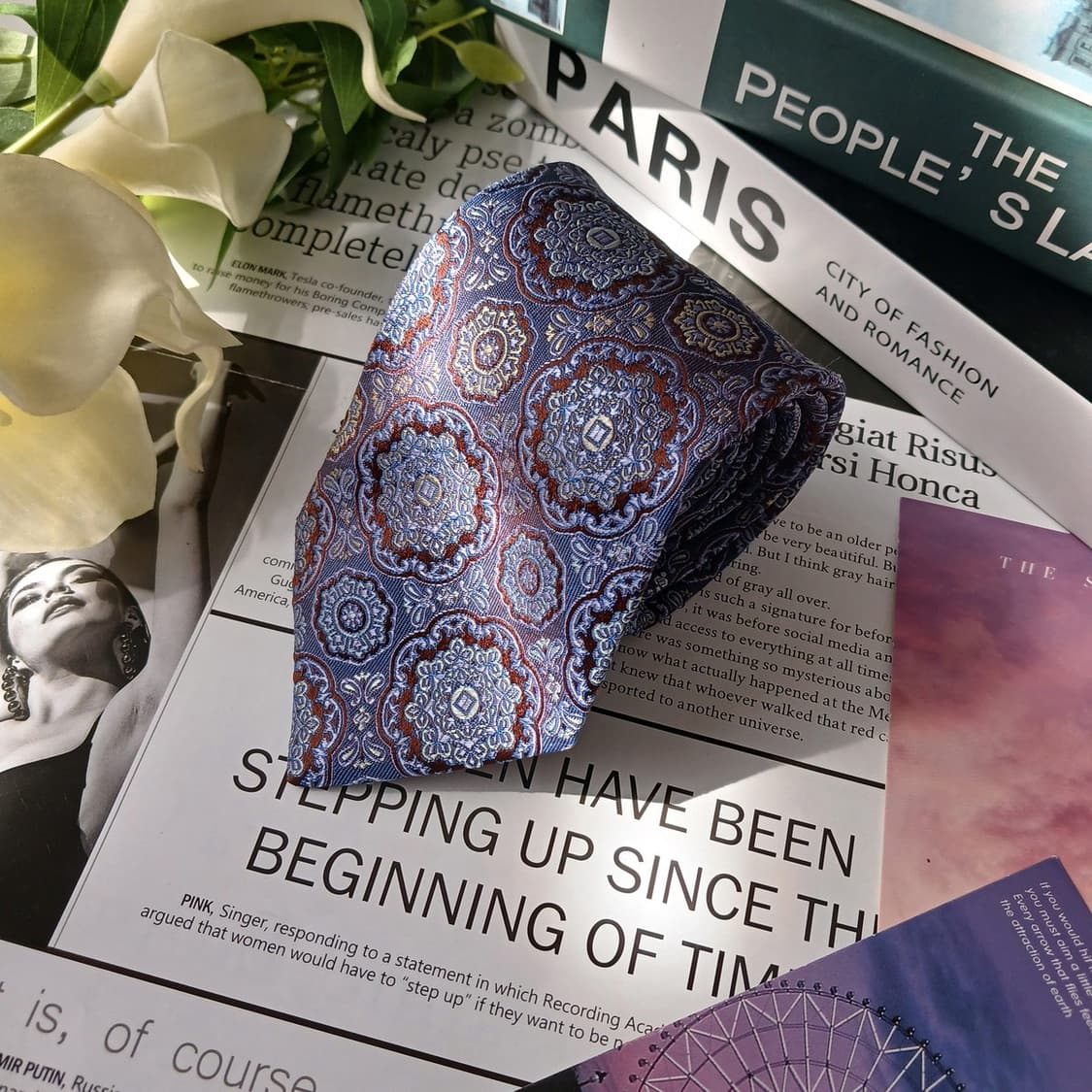 빨질레리 실크 블루 페이즐리 넥타이 8.6cm S~A+등급 E797 상품이미지2