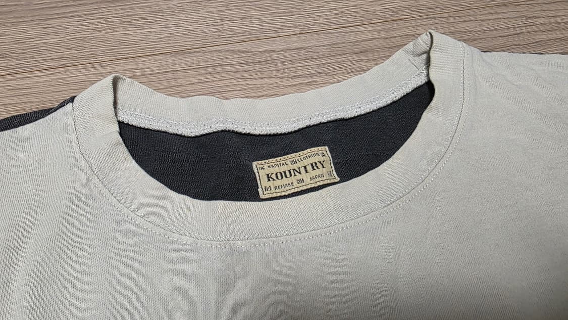 캐피탈 kapital 본 투톤 빅 포켓 티셔츠 키나리 블랙 상품이미지5