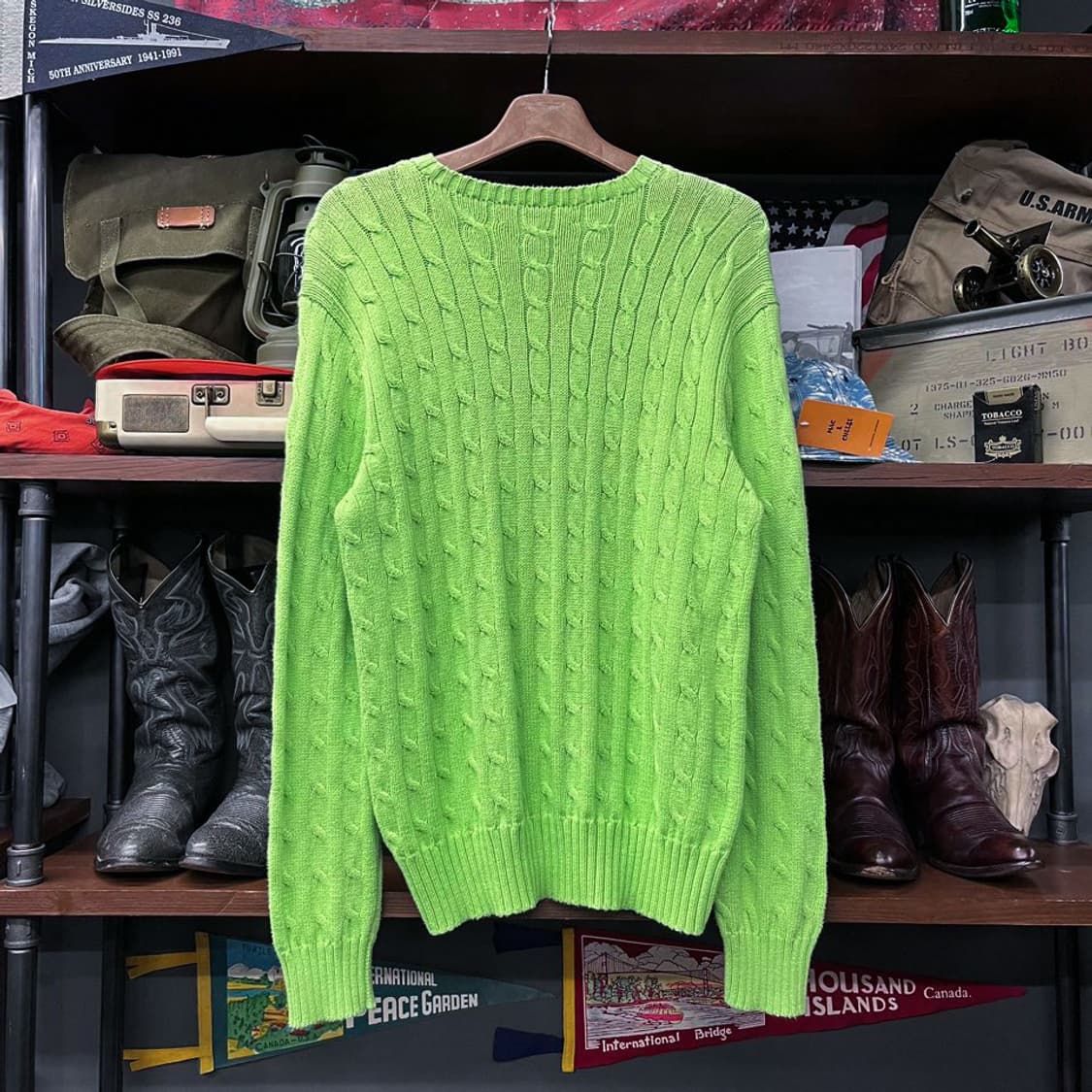 폴로 랄프로렌 포니 로고 꽈배기 니트 스웨터 그린 상품이미지2