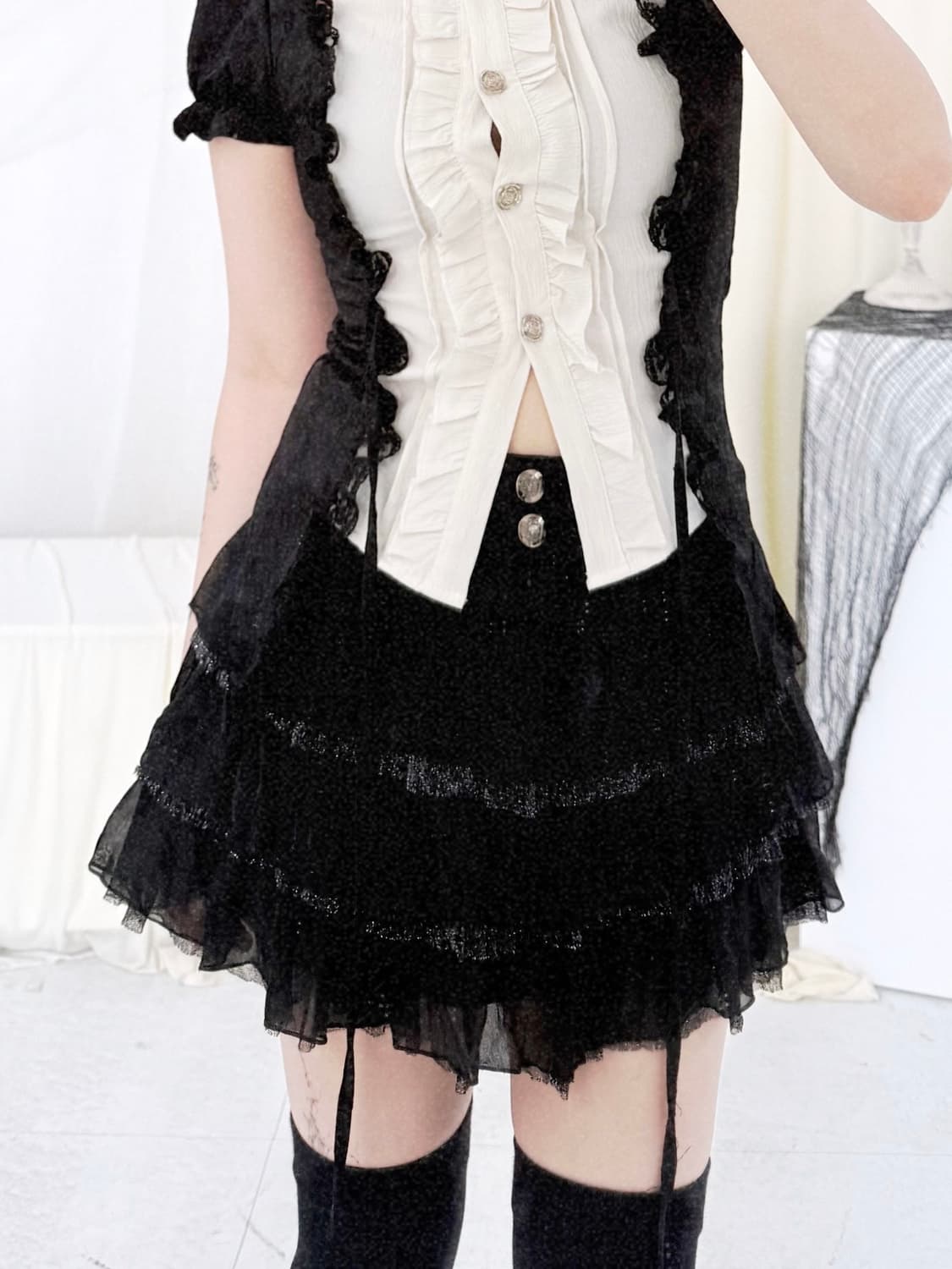 블랙러플스커트 상품이미지8