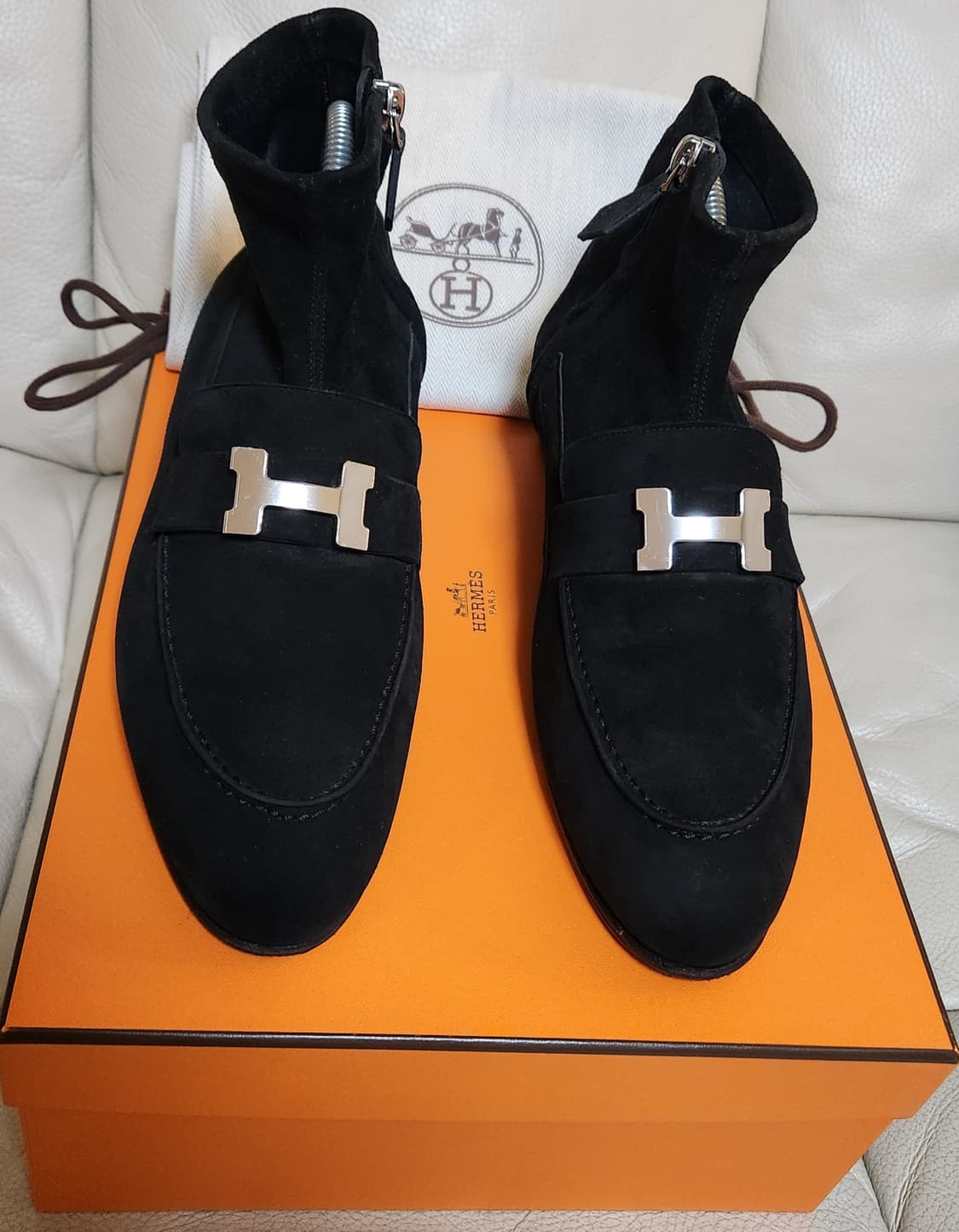 [정품]에르메스 H은장 부츠 앵클 스웨이드 사이즈 39 새상품급 한정판  상품이미지1