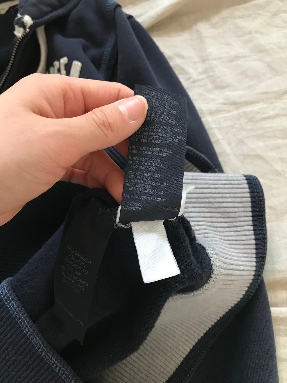 타미힐피거 자수로고 피그먼트 네이비 후드집업 상품이미지10