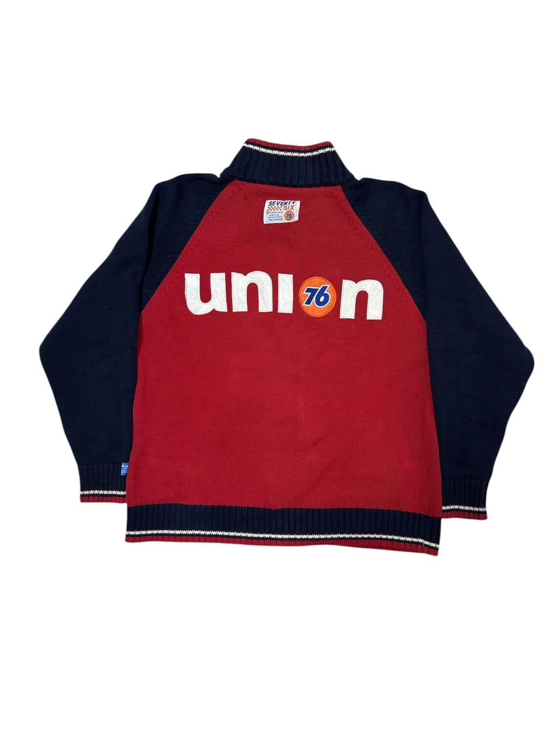 레글런 배색 긴팔 니트집업 상품이미지3