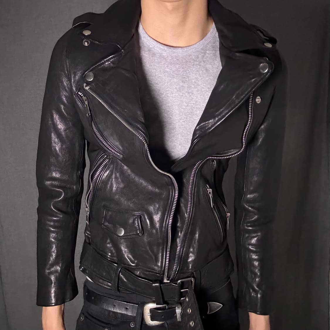 vintage black leather jacket 상품이미지6