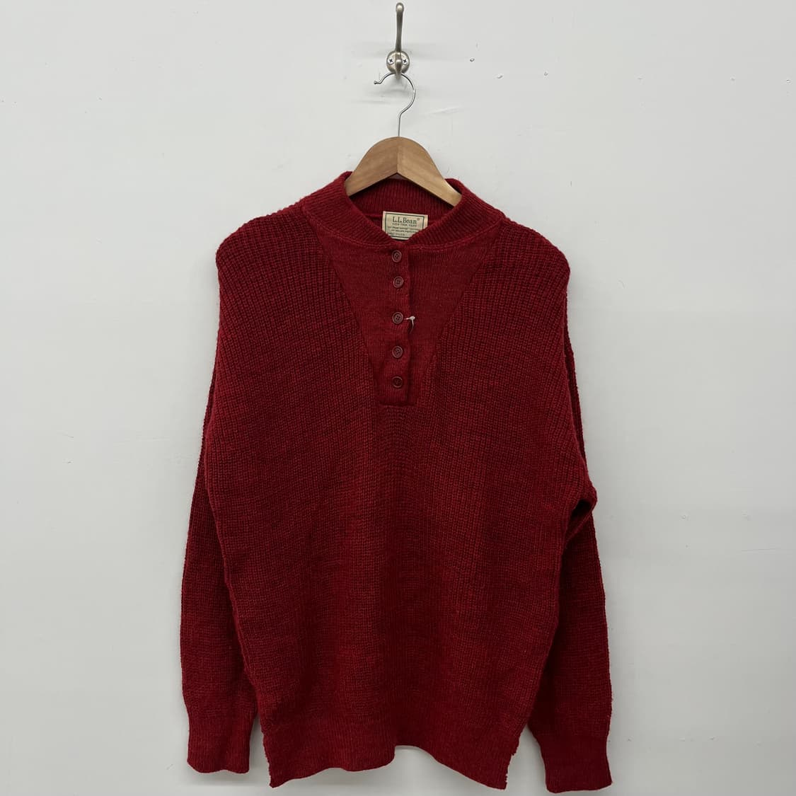L.L.Bean 버튼업 니트 스웨터 버건디 상품이미지1