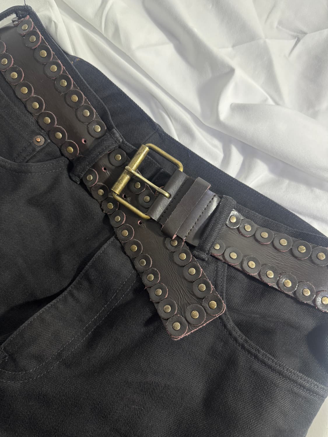 빈티지 스터드 레더 벨트 상품이미지4