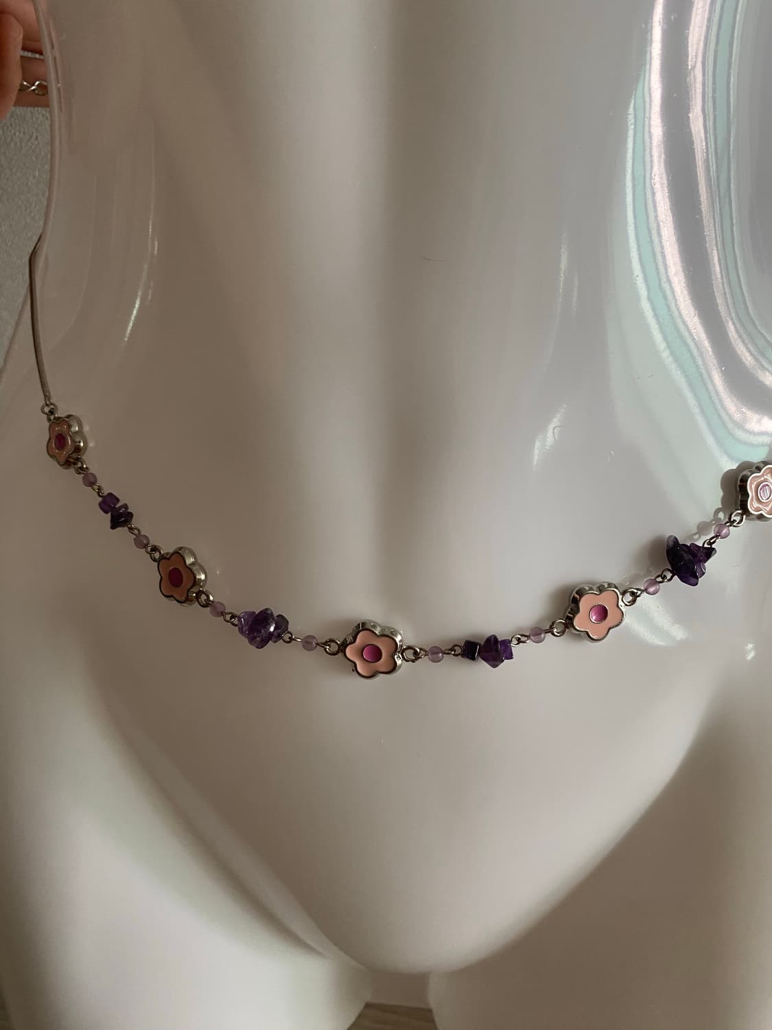 빈티지 플라워 보라원석 벨트 겸 목걸이 오리엔탈 페어리 상품이미지3