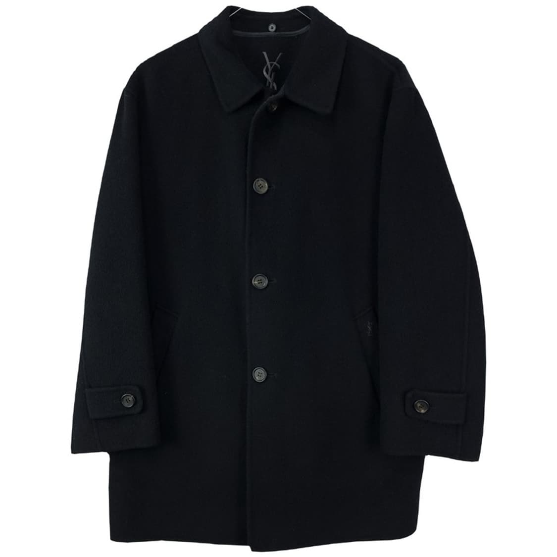 [입생로랑] 로고 자수 빈티지 오버핏 코트 블랙 P01458 상품이미지2