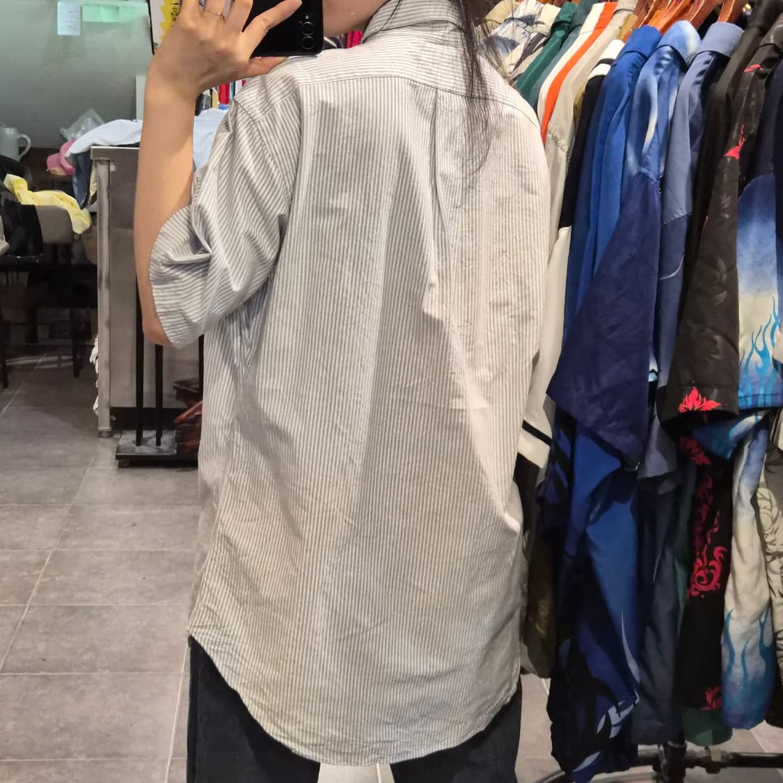 [NO.9] 폴로 반팔 스트라이프 셔츠 하늘&화이트 상품이미지4