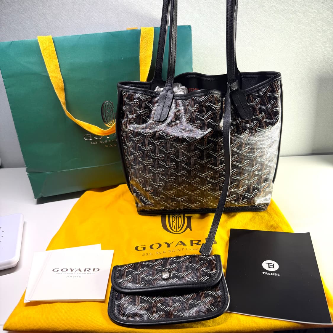 {풀구성} 고야드 미니앙주 블랙 카프 스킨 고야딘 캔버스 토트백 상품이미지1